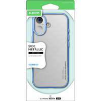 エレコム iPhone 17用ソフトケース サイドメタリック メタルステッカー付 ブルー PM-A25AUCTMBU