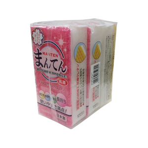 オーエ まんてんスポンジ キッチン用 3個入組 FCJ831R-ﾋﾟﾝｸ2､ｲｴﾛｰ1-イメージ1