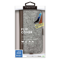 PGA iPhone 16 Pro用フリップカバー フェルト グレー PG-24BFP08GY