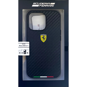 エアージェイ iPhone 13 Pro用PUカーボン 背面ケース FERRARI ブラック FESTABHCP13LBK-イメージ1