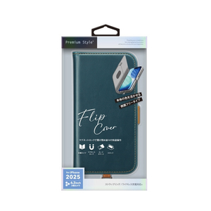 PGA iPhone 17 Pro用フリップカバー ブルー PG-25BFP01BL-イメージ1