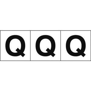 トラスコ中山 TRUSCO アルファベットステッカー 30×30 「Q」 白地／黒文字3枚 3枚粘着シール3030英字｢Q｣ FC737GA-4388666-イメージ1