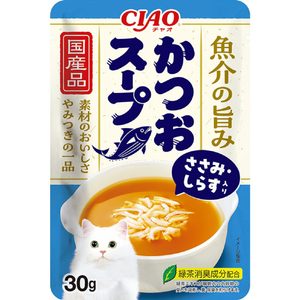 イナバショクヒン CIAO スープ かつおスープ ささみ・しらす入り 30g CIAOｽ-ﾌﾟﾏｸﾞﾛｽ-ﾌﾟｻｻﾐｼﾗｽ30G-イメージ1