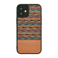 Man & Wood iPhone 12 mini用天然木ケース Browny Check I19244I12