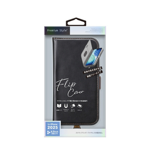 PGA iPhone 17 Pro用フリップカバー ブラック PG-25BFP02BK-イメージ1