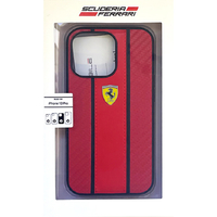 エアージェイ iPhone 13 Pro用PUカーボン 背面ケース FERRARI レッド FESNMHCP13LRE