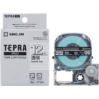 キングジム テプラ PROテープカートリッジ 透明ラベル 12mm幅 透明/白文字 ST12S