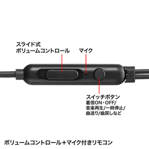 サンワサプライ マイク付きステレオイヤフォン ブラック MM-HS707BK-イメージ2