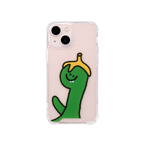 168cm iPhone 13 mini用ハイブリッドクリアケース Green Olly with バナナ 168247I13MN-イメージ1