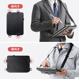 サンワサプライ iPad 10．9インチ(第10世代)用スタンド機能付きショルダーベルトケース ブラック PDA-IPAD1912BK-イメージ15