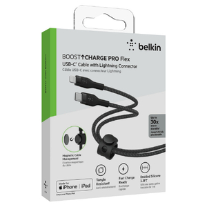BELKIN USB-C to ライトニングケーブル(高耐久編込シリコンケーブル) 1．0m ブラック CAA011BT1MBK-イメージ3