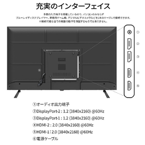 JAPANNEXT 43インチ 液晶ディスプレイ ブラック JN-IPS43U-H3-イメージ10
