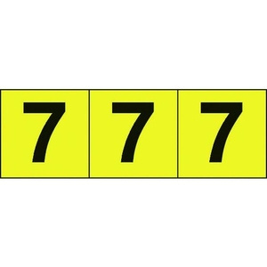 トラスコ中山 TRUSCO 数字ステッカー 30×30 「7」 黄色／黒文字 3枚入 3枚粘着シール3030黄色 FC267FZ-2068577-イメージ1
