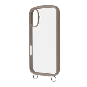 レイアウト iPhone 16用Like standard Puffull 耐衝撃 バンパー ストラップ金具付き ハイブリッドケース ベージュ RT-P46CMD1/BE-イメージ1