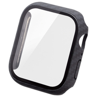 エレコム Apple Watch Series 9(45mm)用フルカバーケース プレミアムガラス 高透明 カーボンブラック AW23AFCGCB