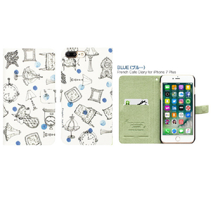 Happymori iPhone 8 Plus/7 Plus用ケース French Cafe Diary ブルー HM8250I7P-イメージ2