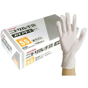 パックスタイル ニトリル手袋 スタンダード 白 粉付 SS 100枚 FC077SH-00531602-イメージ1