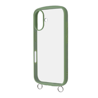 レイアウト iPhone 16用Like standard Puffull 耐衝撃 バンパー ストラップ金具付き ハイブリッドケース カーキ RT-P46CMD1/OV