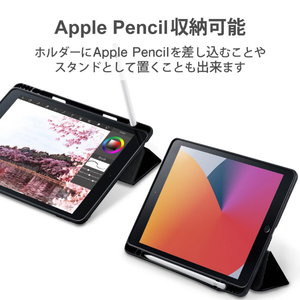 エレコム iPad 10．2インチ(2020年モデル/2019年モデル)用フラップケース/Pencil収納/スリープ対応 ブラック TBWA19RWVSABK-イメージ6