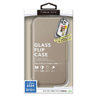 PGA iPhone 16 Pro用ガラスフリップケース ベージュ PG-24BGF02BE