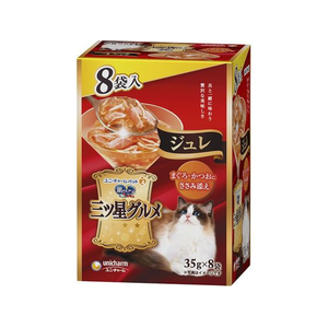 ユニ・チャーム 銀のスプーン 三ツ星グルメ パウチジュレ まぐろ・かつおにささみ添え 35g×8袋 FCF561N-イメージ1