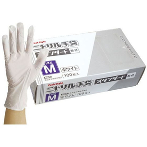 パックスタイル ニトリル手袋 スタンダード 白 粉付 M 100枚 FC079SH-00531607-イメージ1