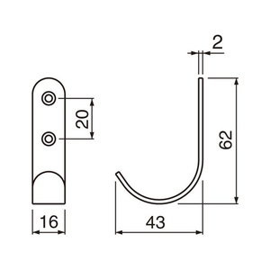 トラスコ中山 小判J型フック SUS ヘア-ライン 62mm FC844FS-2065546-イメージ2