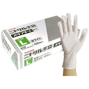 パックスタイル ニトリル手袋 スタンダード 白 粉付 L 100枚 FC080SH-00531610-イメージ1