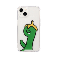 168cm iPhone 13用ハイブリッドクリアケース Green Olly with バナナ 168255I13