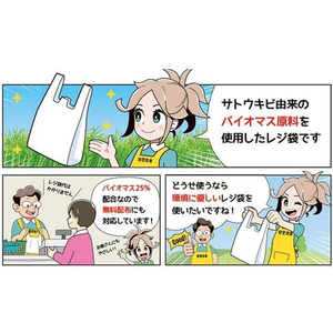 紺屋商事 バイオマスレジ袋乳白 100枚×25冊 180(300)×410 FCF198J-64-9607-82-イメージ2