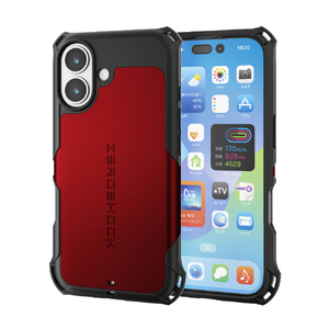 エレコム iPhone 17用ZEROSHOCK ケース レッド PM-A25AZERORD-イメージ2