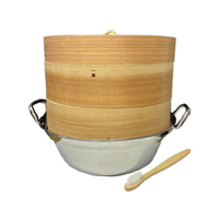 神堂 杉中華セイロ直径21cm 2段セット ステンレス鍋付+ブラシ付 FCE503M