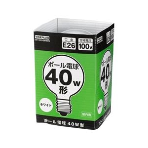 ヤザワ 40W形・E26口金 ボール電球 ホワイト 1個入り GW100V38W95-イメージ1