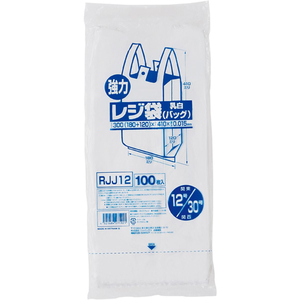 ジャパックス 業務用レジ袋 東12号・西30号 乳白100枚 FCE068U-RJJ12-イメージ2