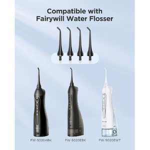 Fairywill ジェット水流口腔洗浄機用替えノズル(4本) ブラック FW-201BK-イメージ5