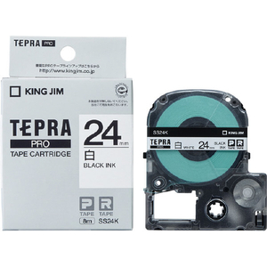 キングジム テプラ PROテープカートリッジ 24mm幅 白ラベル/黒文字 SS24K-イメージ1