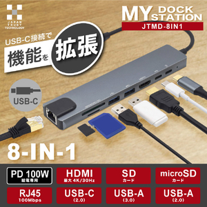 JTT MY DOCK STATION 8-IN-1 My Dock Stationシリーズ JTMD-8IN1-イメージ2