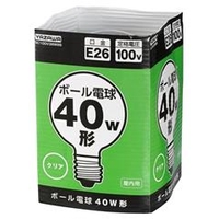 ヤザワ 40W形・E26口金 ボール電球 クリア 1個入り GC100V38W95