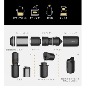 ルタワジャパン ミル付きポータブルコーヒーメーカー ATONCE ブラック ATC-BL-イメージ2