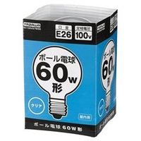 ヤザワ 60W形・E26口金 ボール電球 クリア 1個入り GC100V57W95