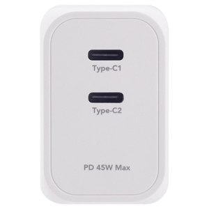 グリーンハウス USB-AC充電器 TYPE C 2ポート 45W GREENHOUSE ホワイト GH-ACU2PF-WH-イメージ2