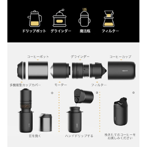 ルタワジャパン ミル付きポータブルコーヒーメーカー ATONCE イエロー ATC-YE-イメージ2