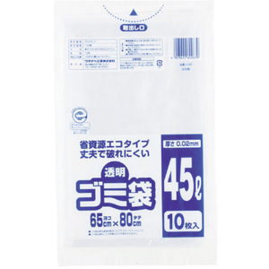 ワタナベ 透明ゴミ袋(再生原料タイプ)４５Ｌ (１０枚入) ワタナベ 透明ゴミ袋 U-45-イメージ1