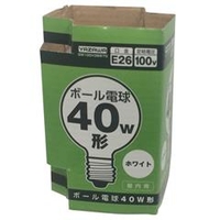 ヤザワ 40W形・E26口金 ボール電球 ホワイト 1個入り GW100V38W70