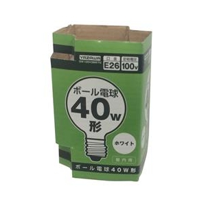 ヤザワ 40W形・E26口金 ボール電球 ホワイト 1個入り GW100V38W70-イメージ1