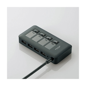 エレコム USB3．0対応個別スイッチ付き4ポートUSBハブ ブラック U3H-S409SBK-イメージ1