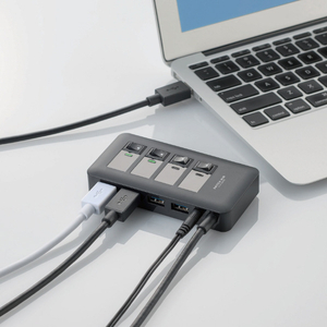 エレコム USB3．0対応個別スイッチ付き4ポートUSBハブ ブラック U3H-S409SBK-イメージ9