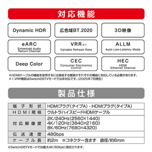 スリースト ウルトラハイスピード準拠HDMIケーブル 2m GUS2F066-イメージ5