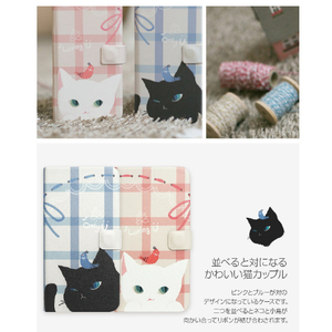 Happymori iPhone XS/X用ケース Cat Couple Diary ブラック HM10269I8-イメージ3