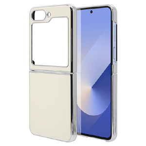 ラスタバナナ Galaxy Z Flip 6(SC-54E/SCG29)用メタルフレーム 背面レザーPCケース ホワイト 8441GZFL6PCWH-イメージ1